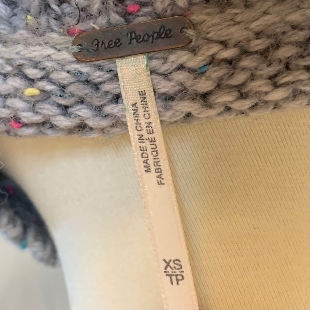 Free People Multicolor Gray Crewneck Sweater with Teal & Pink Accents - Picture 9 of 10